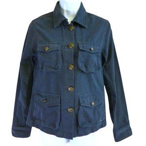 Jack Wills Fabulously British Navy Utility Jacket Extended Pockets Crest Buttons
